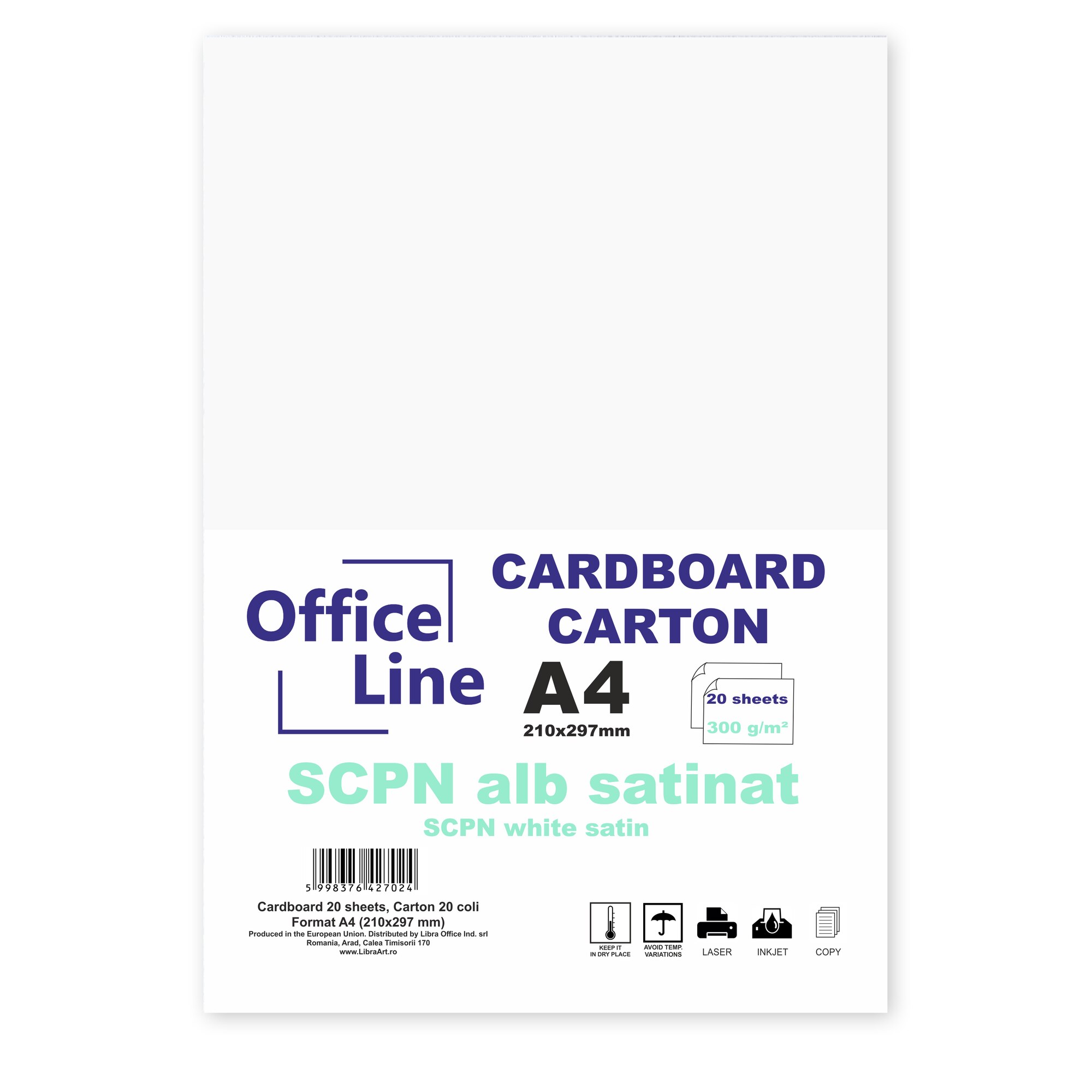 Carton A4 300gr SCPN alb satinat