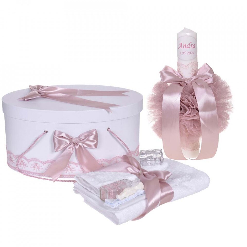 Set Trusou Botez Roz Pudra Denikos 902