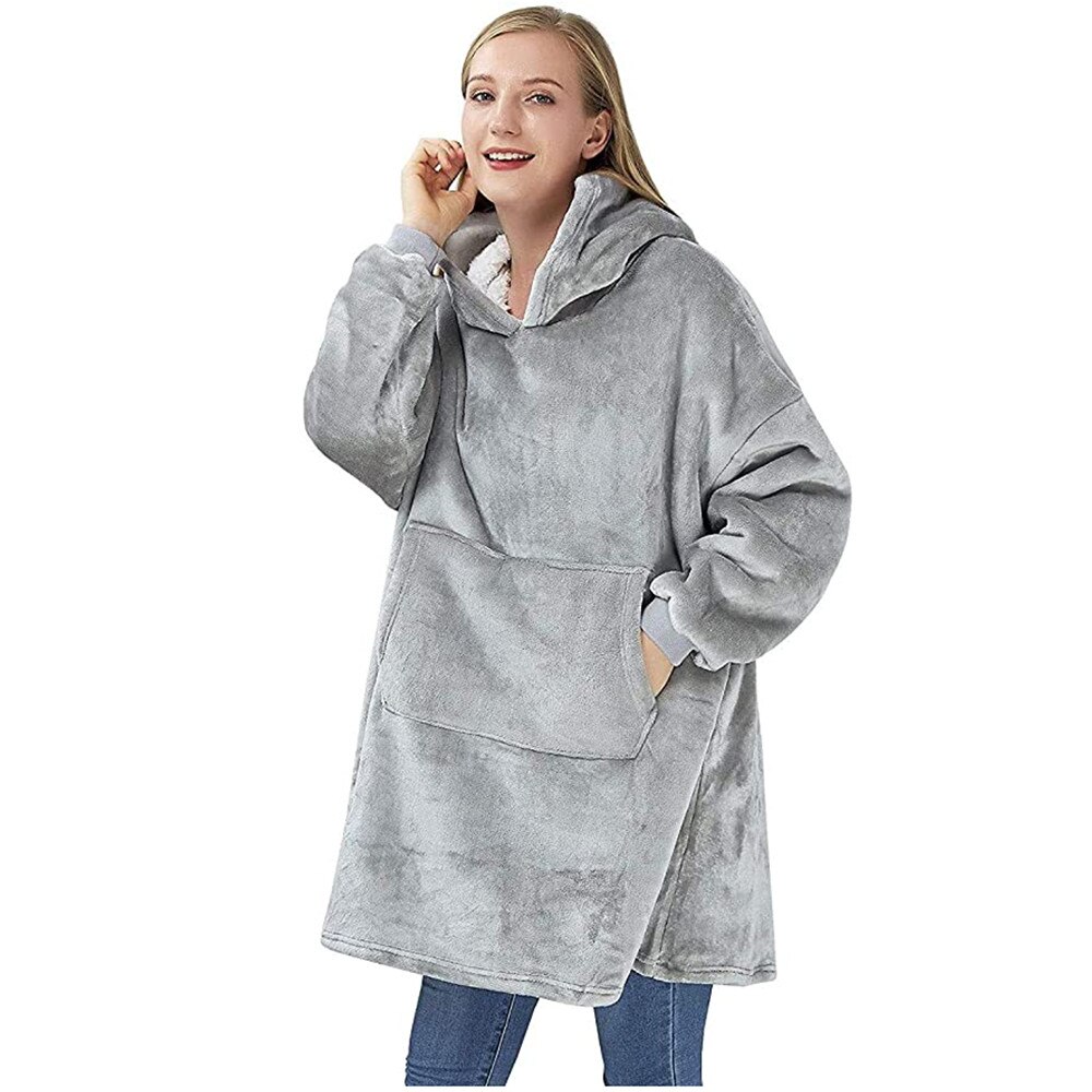 Pătură Huggle Hoodie Gri