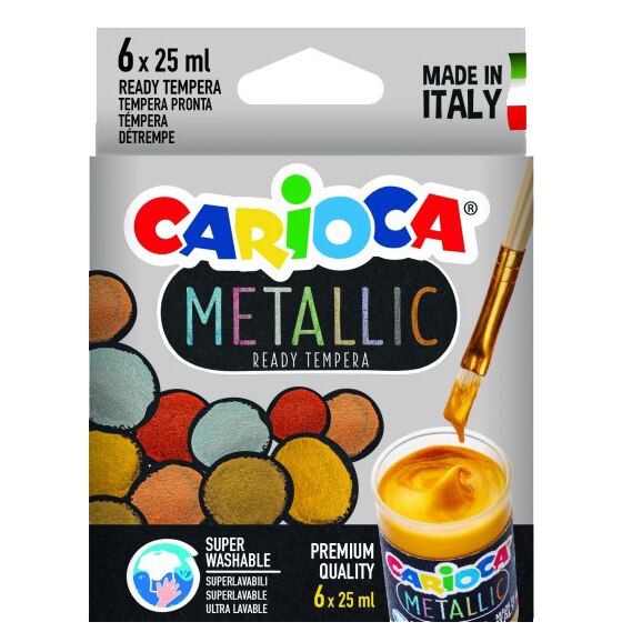 Acuarele tempera metalic Carioca 6x25ml