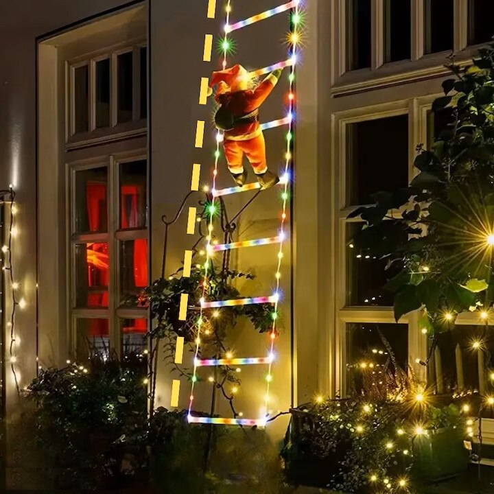 Decoratiune Mos Craciun pe scara 130 cm