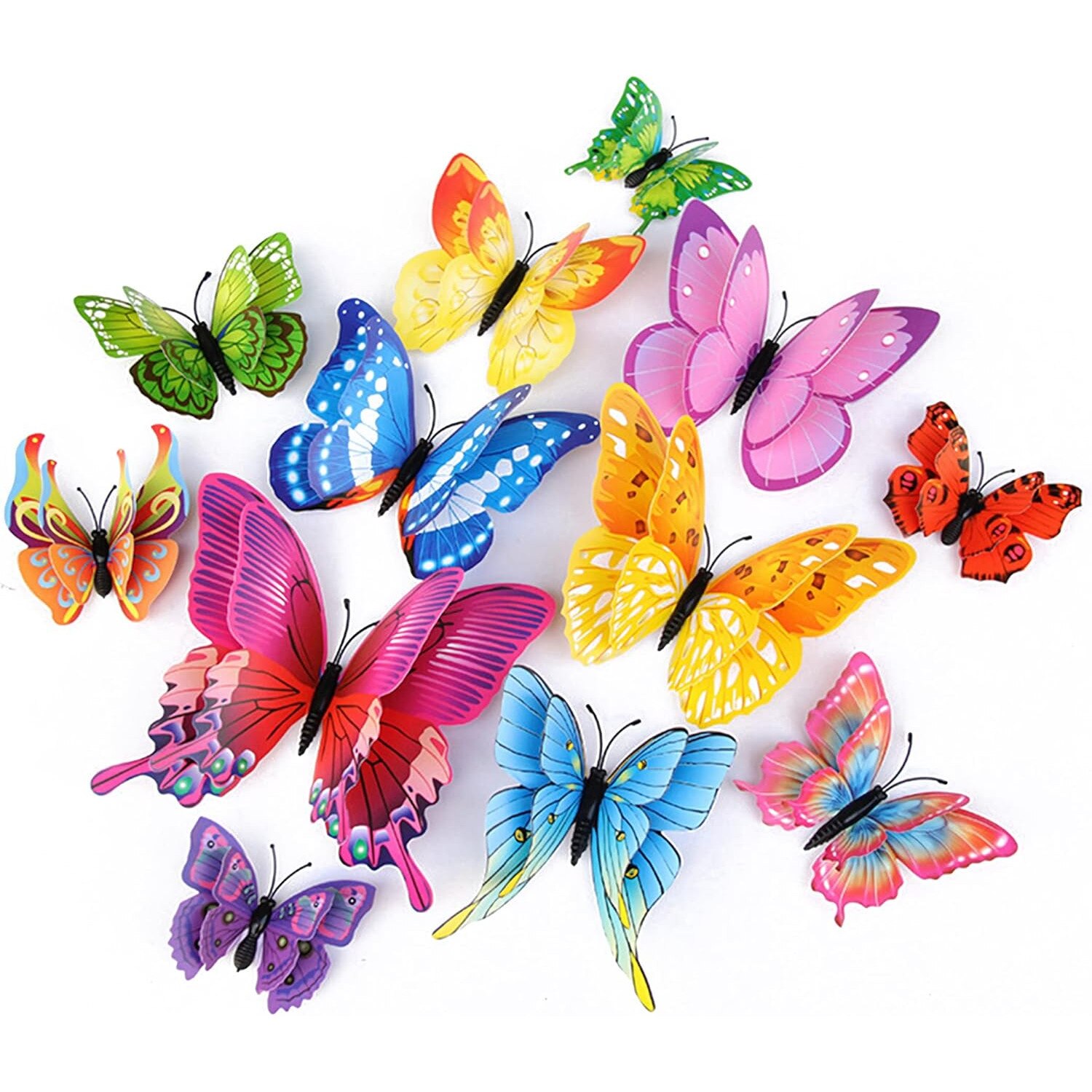24 Fluturi 3D pentru Decor Perete Multicolor