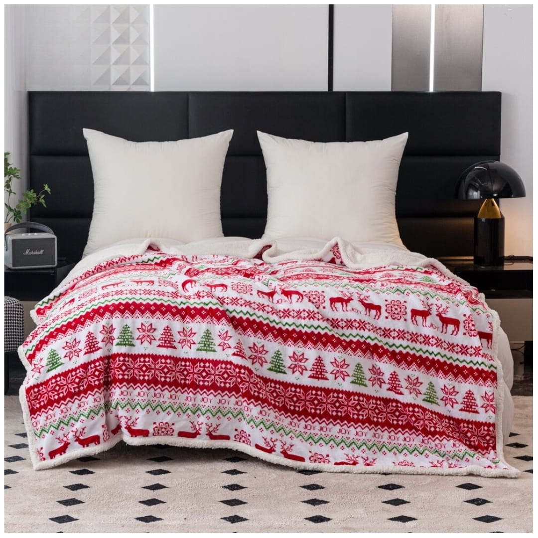 Pătură Crăciun Cotton World Reniferi
