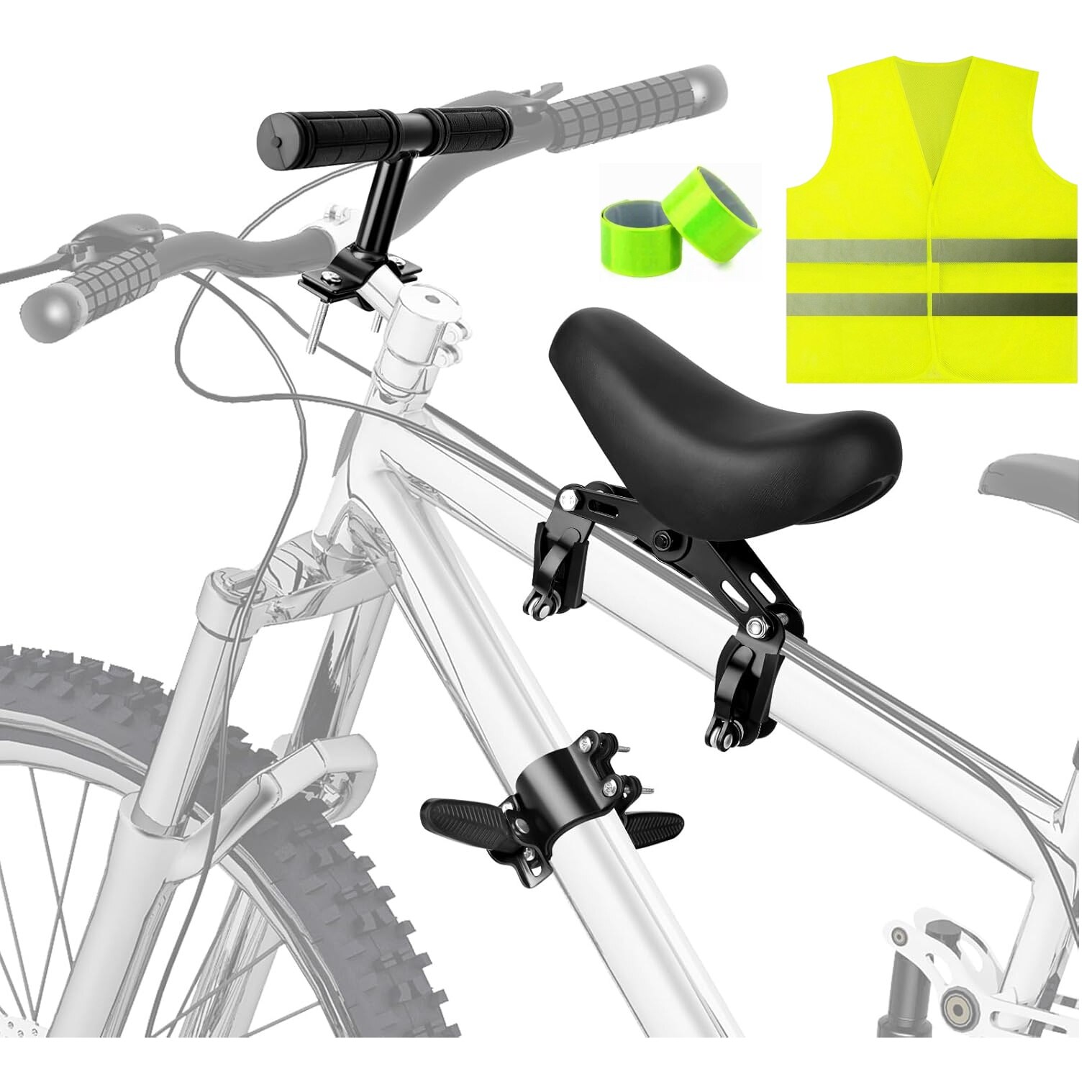 Ideas4Comfort scaun frontal pe cadru cu ghidon (set reflectorizant)
