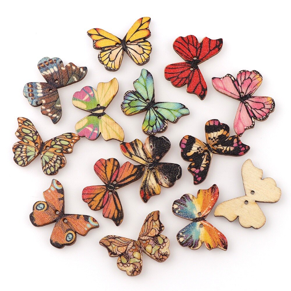 Set 50 nasturi lemn fluture OEM