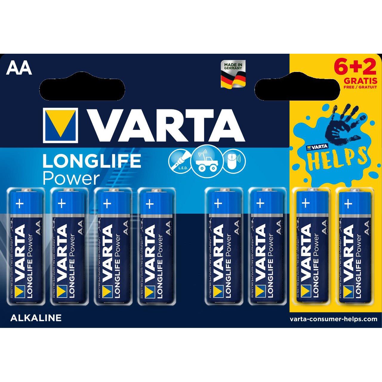 Baterii Alcaline Varta Helps Longlife Power AA 8 buc