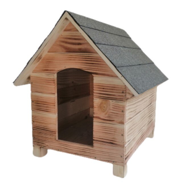 Casuta pentru caini Lemn 60x60x65 Negru/Maro