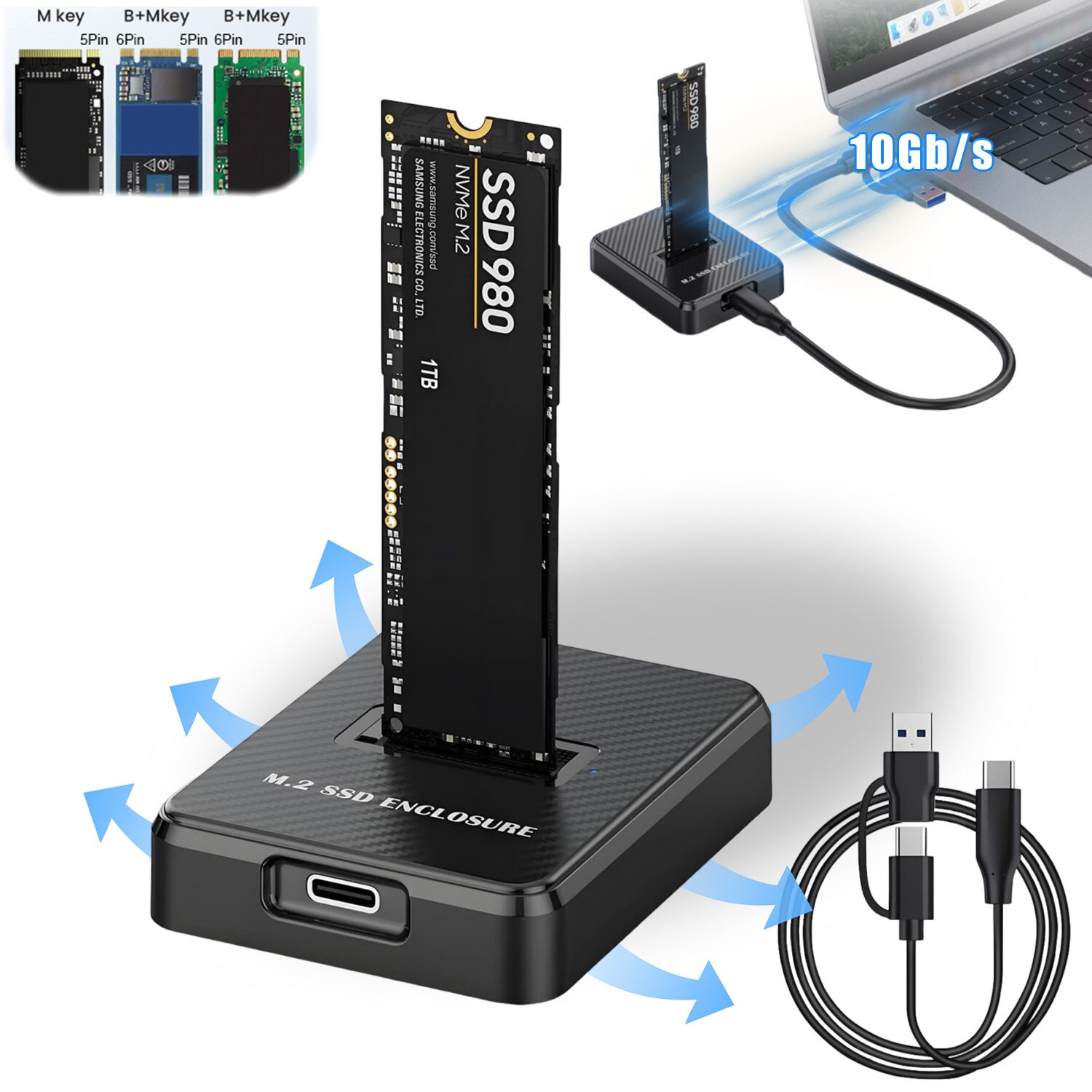 Adaptor Cititor M.2 NVMe & SATA Lynker