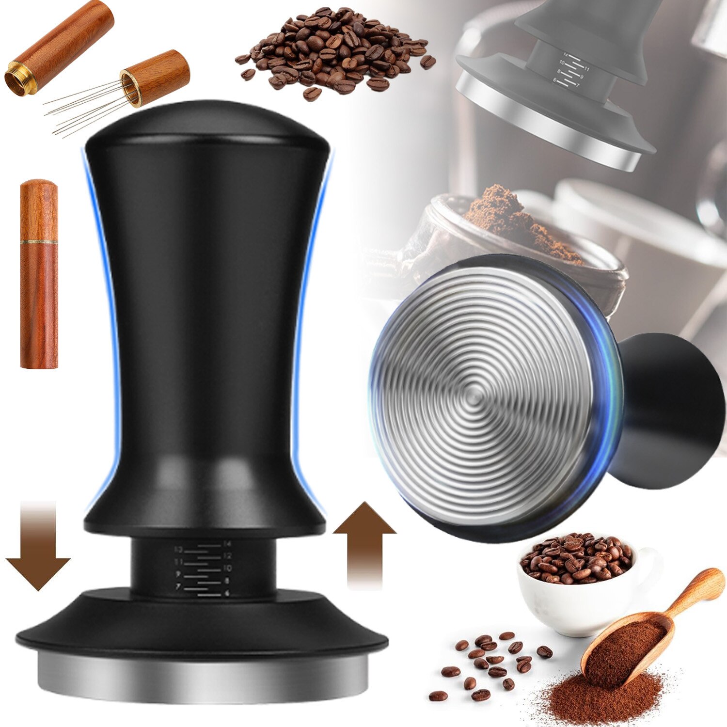 Tamper cafea Puepoul 51mm cu WDT