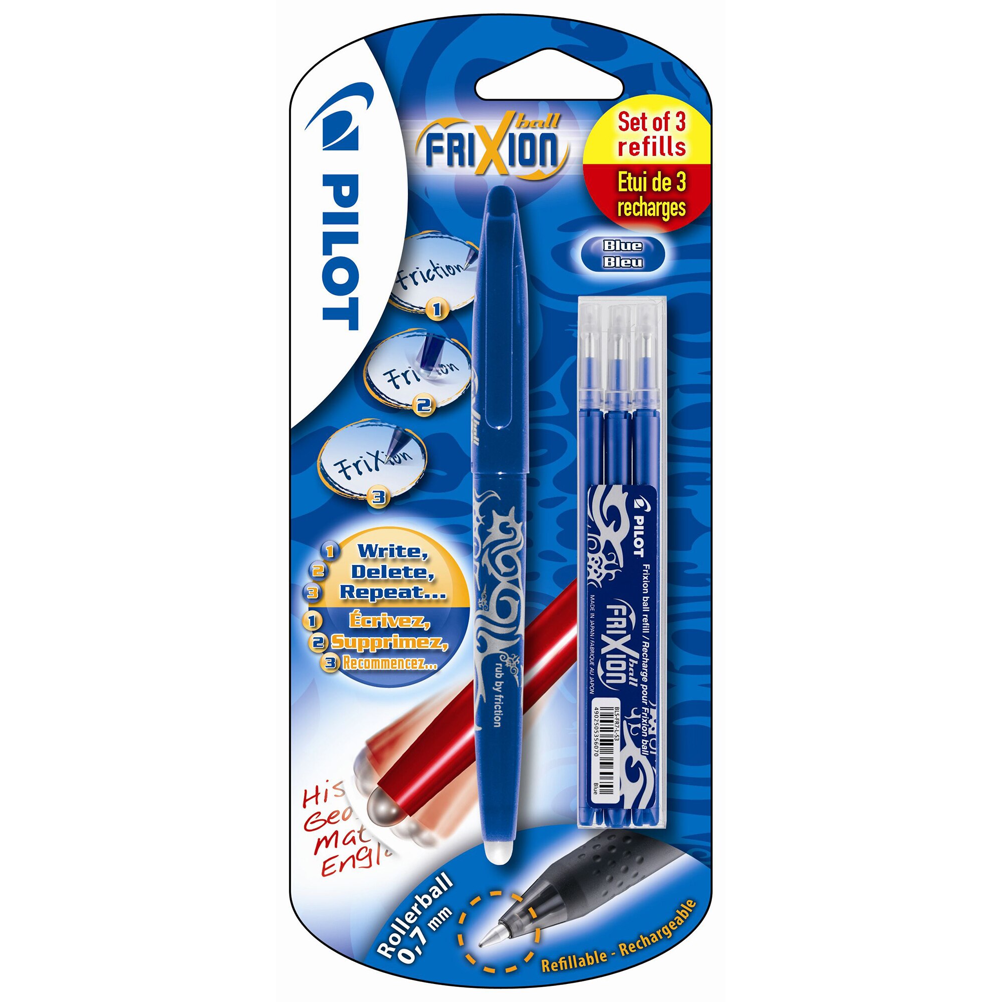 Roller Pilot Frixion Ball 0.7 mm + 3 Rezerve