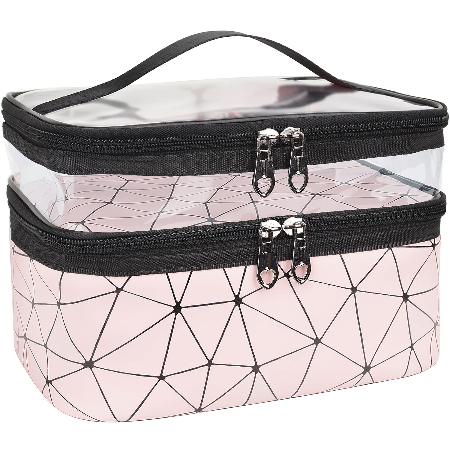 Geanta cosmetica dubla PVC Roz