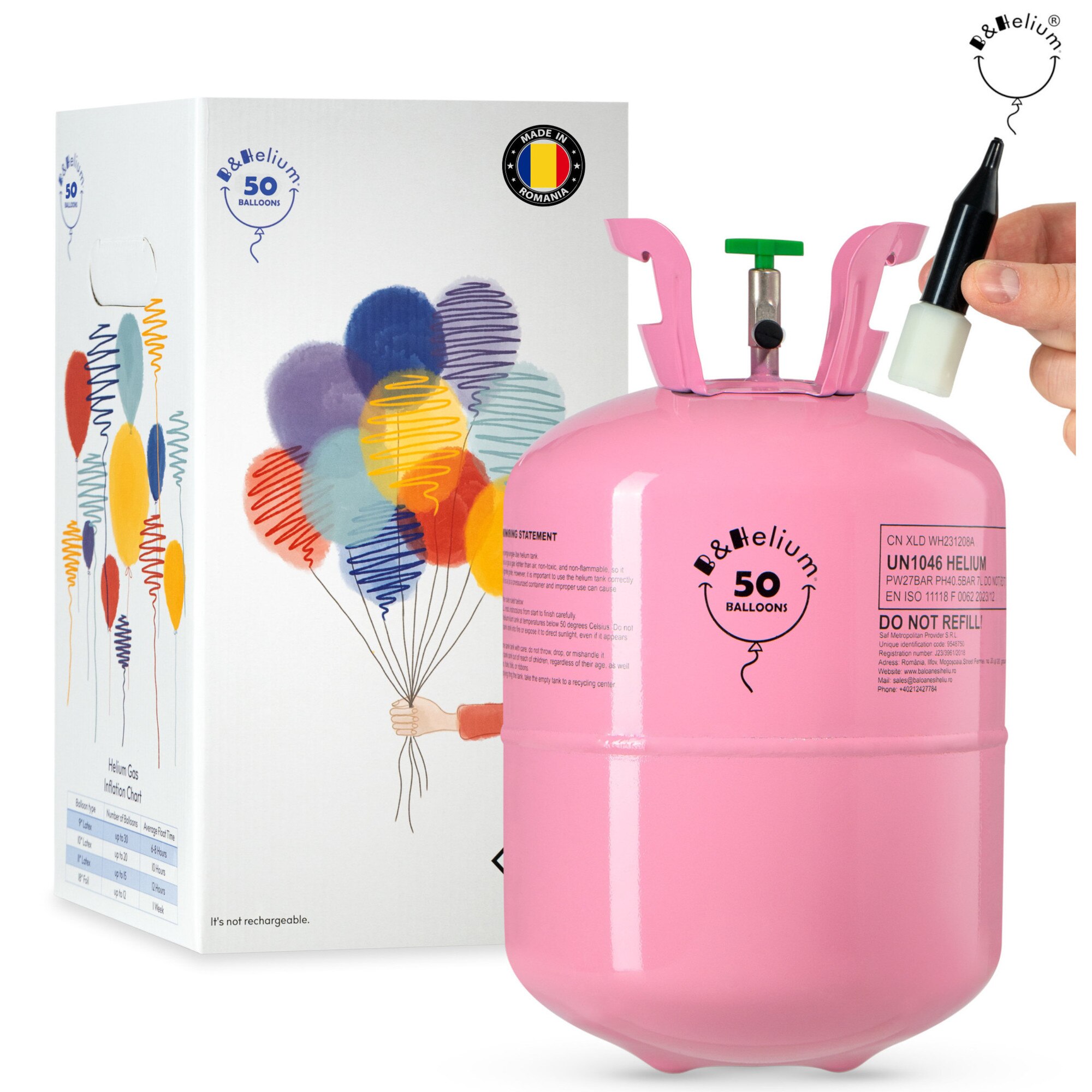Butelie heliu B&Helium 0.38 m3
