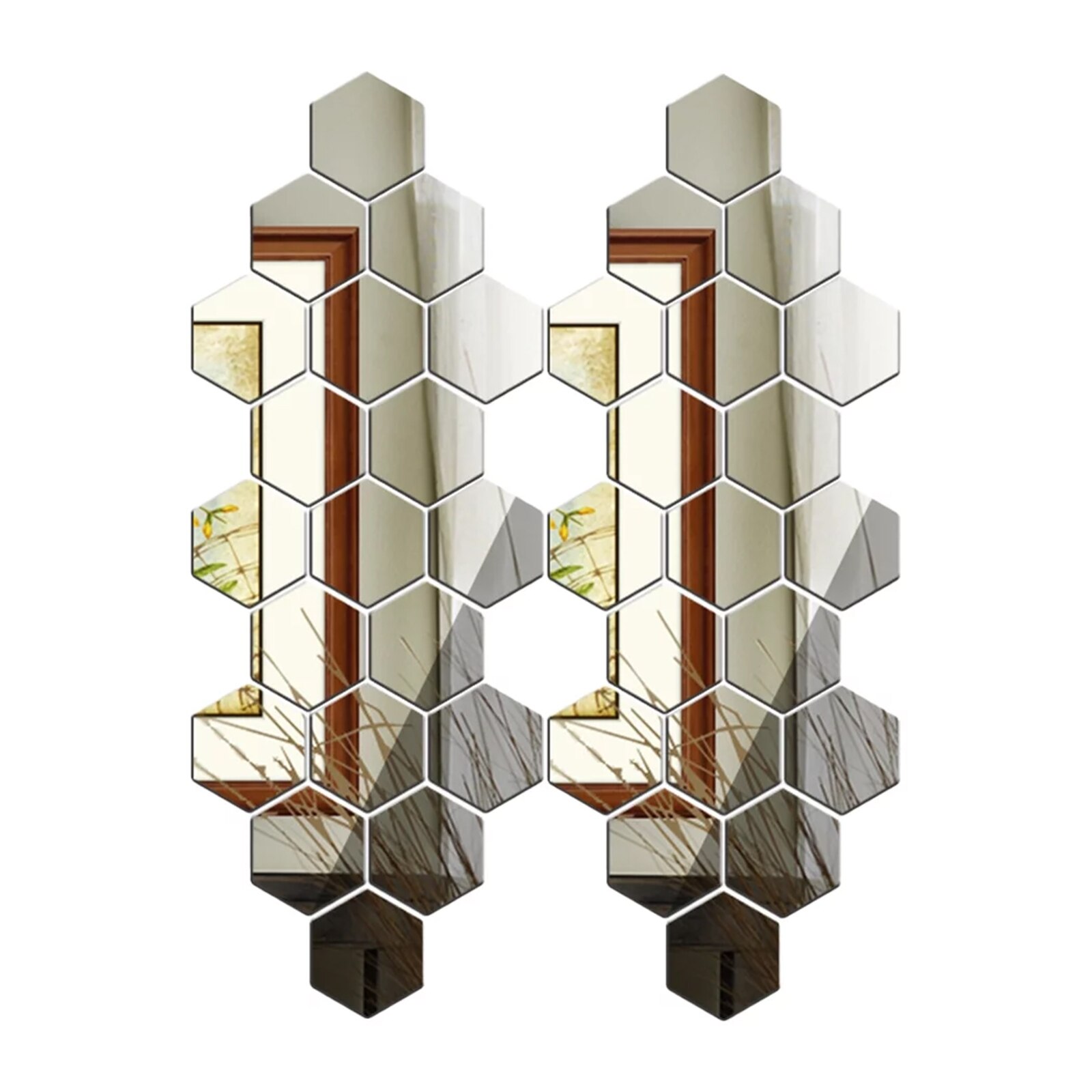 Set 36 Oglinzi Acrilice Hexagon Zggzerg 10x9x5 cm