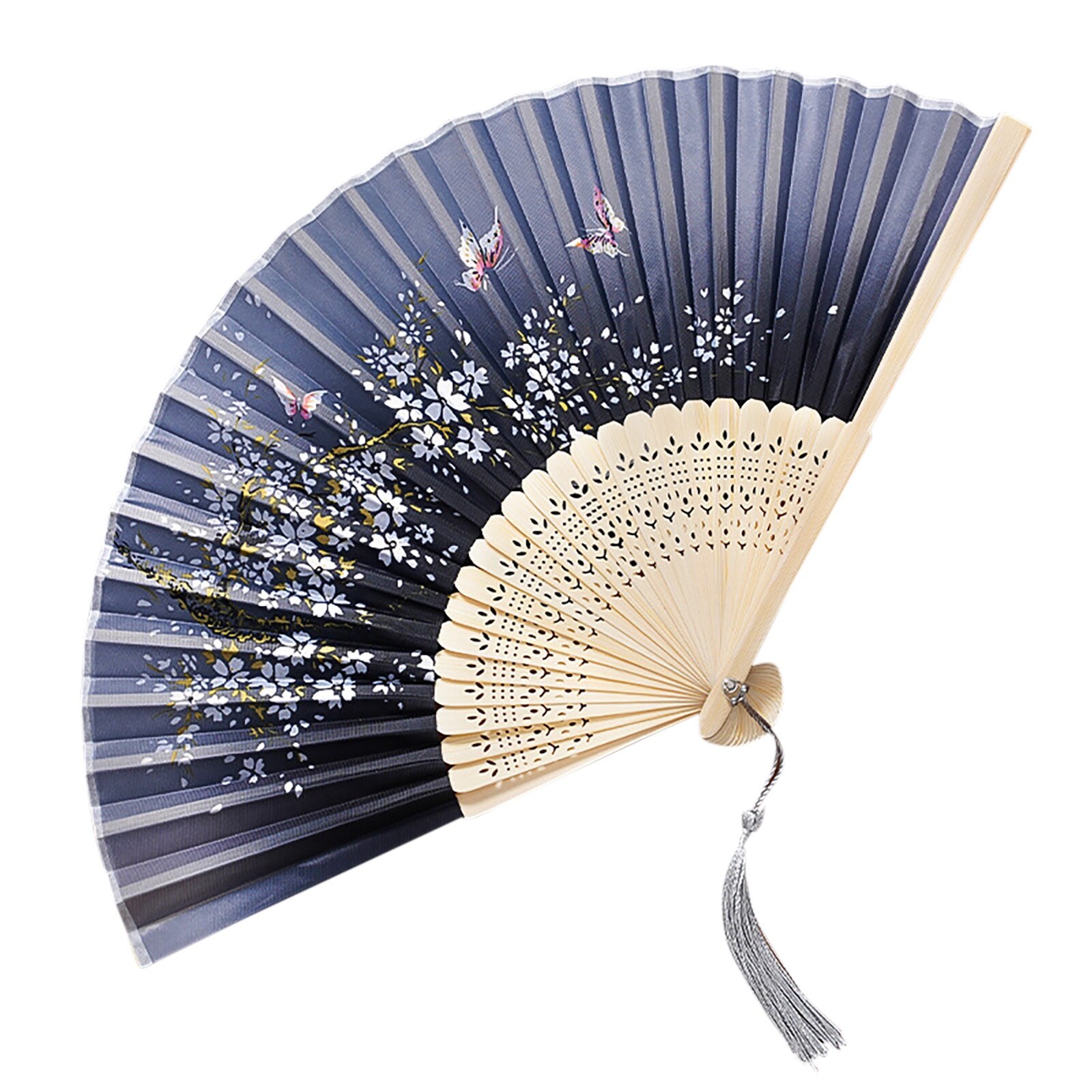 Evantai Serene Sense, Bambus, 21 cm, Albastru