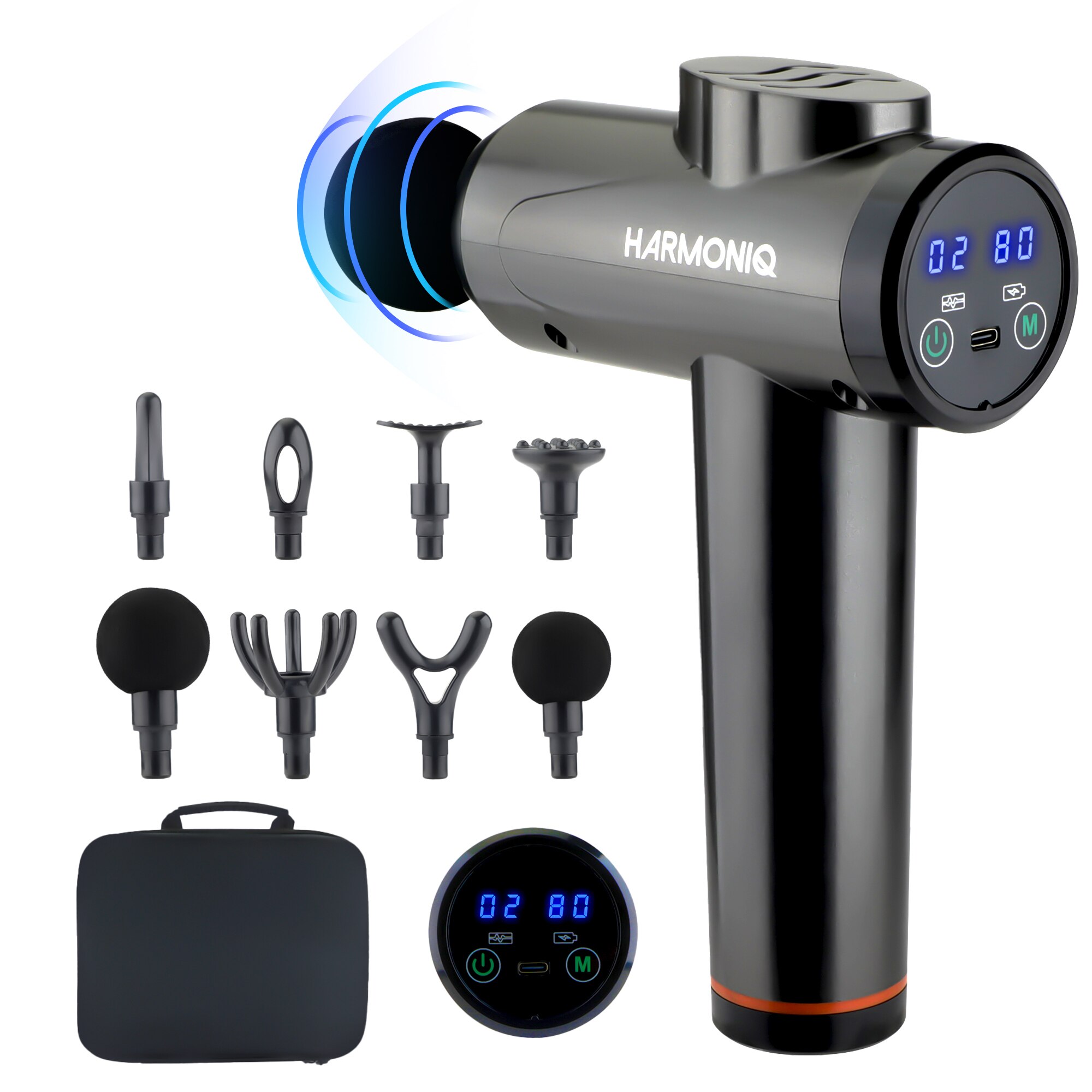 HARMONIQ pistol de masaj 99 viteze (8 capete)