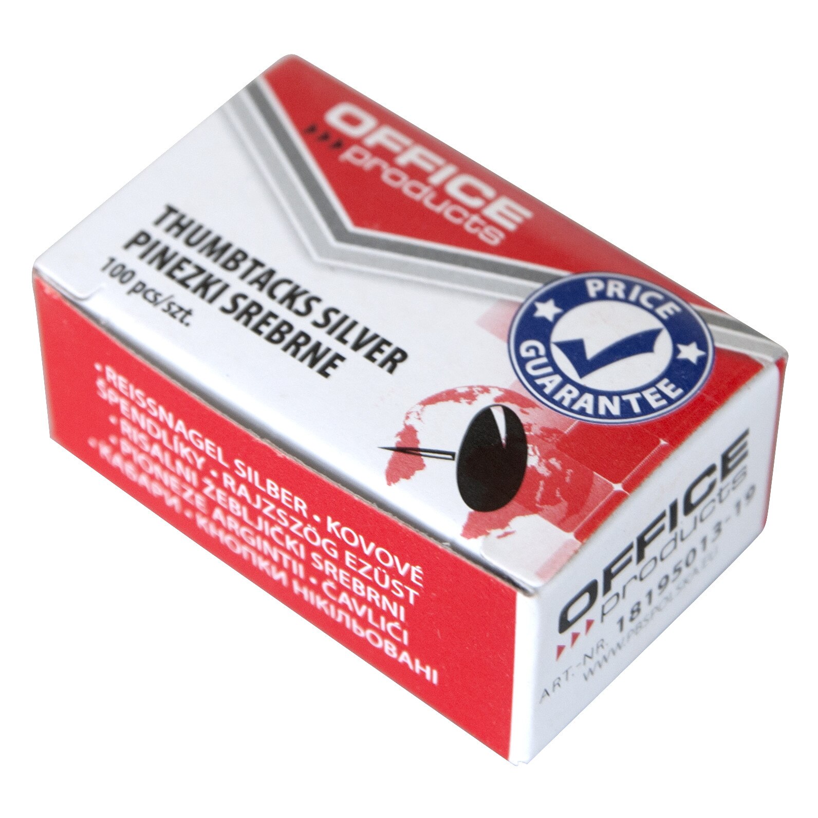 Pioneze metalice argintii Office Products