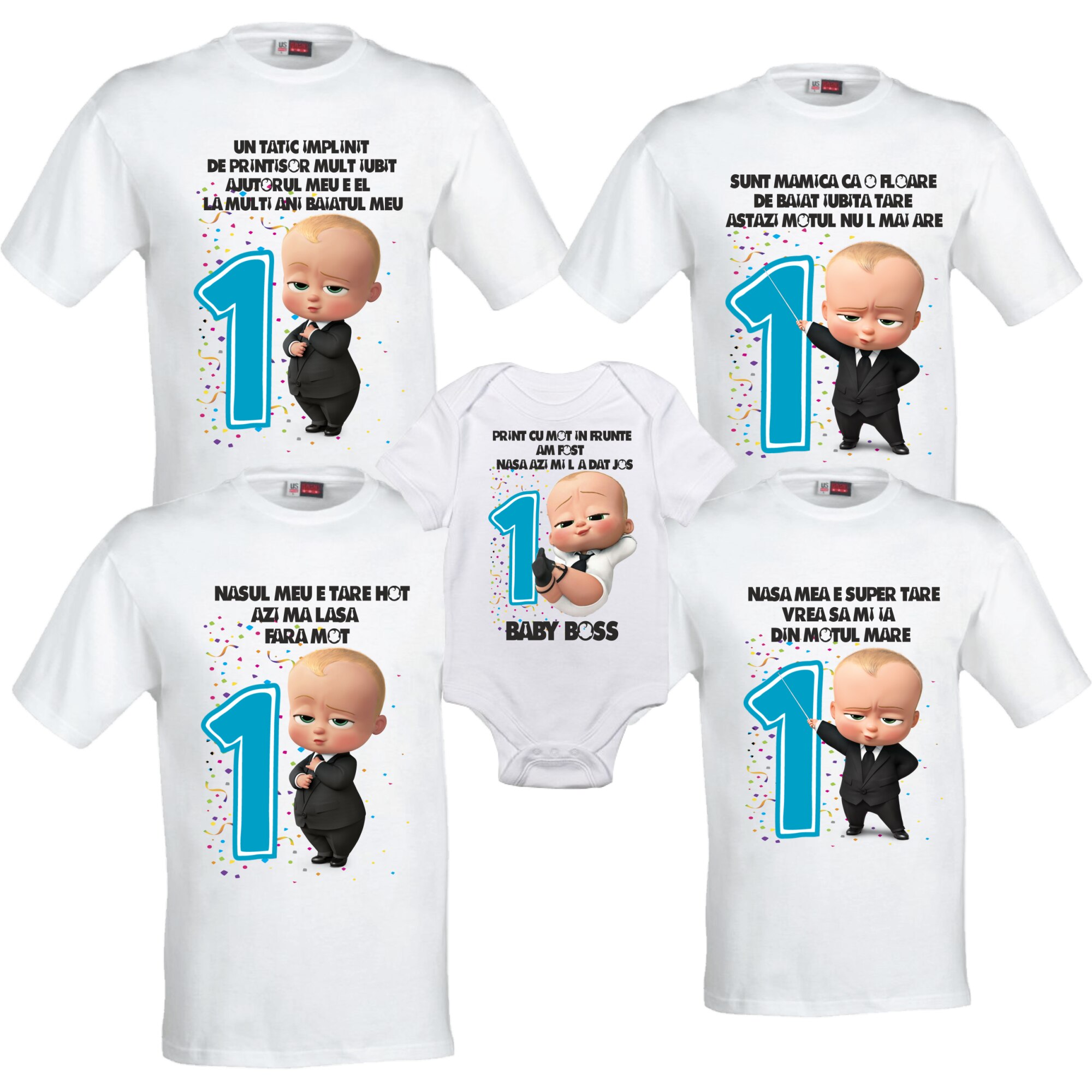 Set 4 tricouri și 1 body Baby Boss