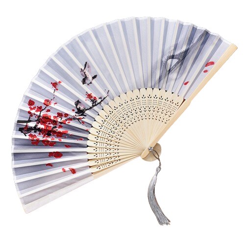 Evantai Serene Sense, Bambus, 21 cm, Alb