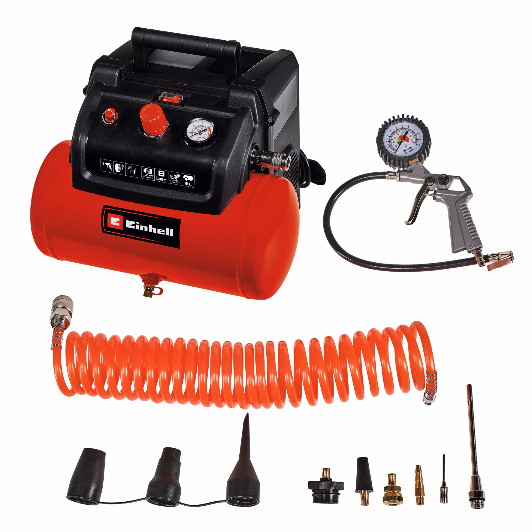 Compresor aer fara ulei Einhell TC-AC 190/6/8 OF set