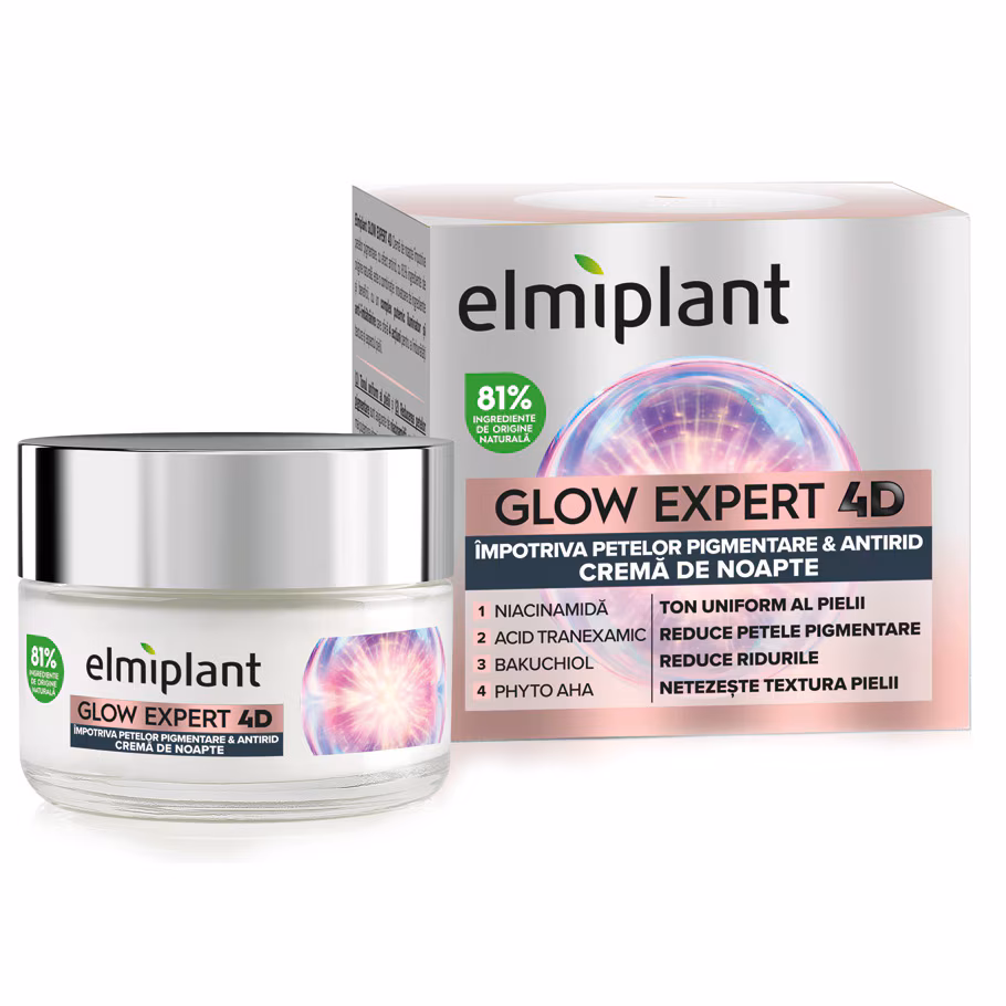 Crema de noapte Elmiplant Glow Expert 4D impotriva petelor pigmentare
