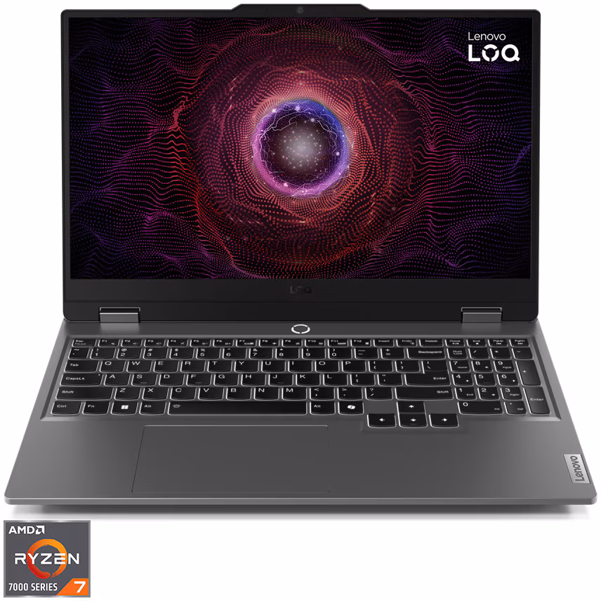 Laptop Gaming Lenovo LOQ 15ARP9 cu procesor AMD Ryzen™ 7 7435HS pana la 4.5GHz