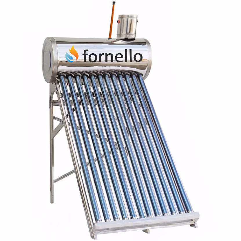 Panou solar nepresurizat Fornello cu rezervor inox 122 litri și 15 tuburi vidate