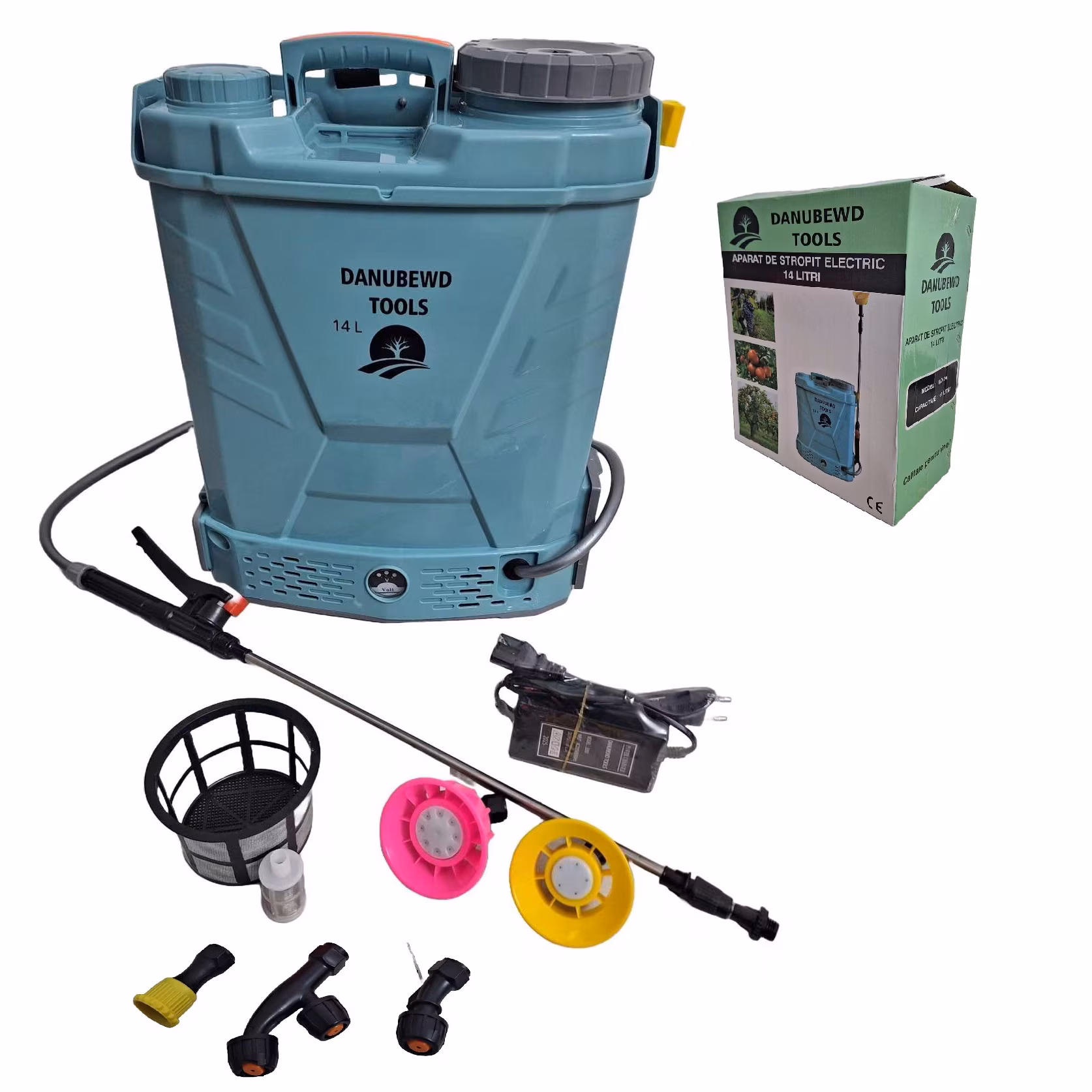 Pompa stropit electrica Danubewd Tools® 14 Litri, 5,5 Bar, acumulator 12V 8Ah, 5 duze