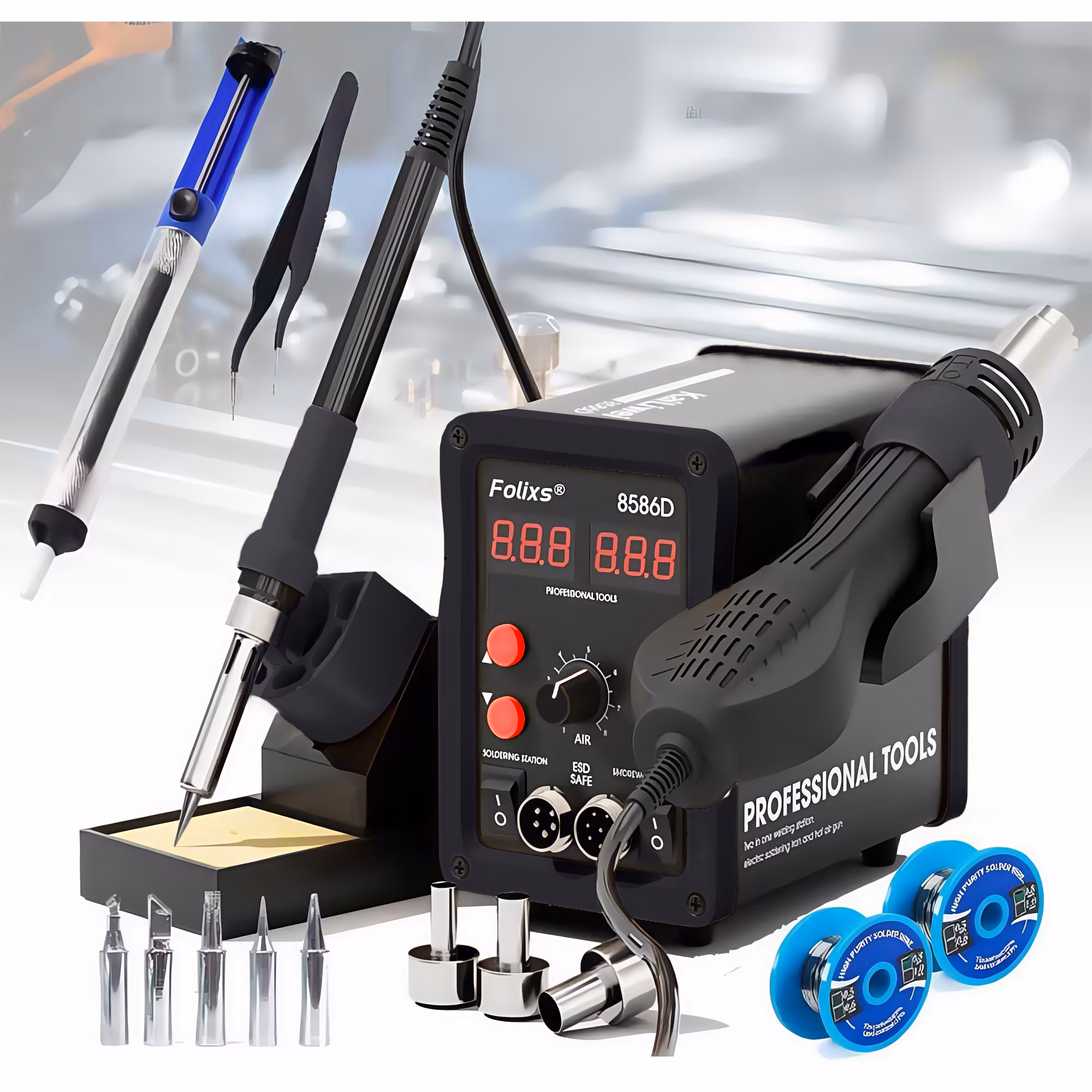 Statie fier de lipit si reluare cu aer cald 2in1 FolixSR 750W