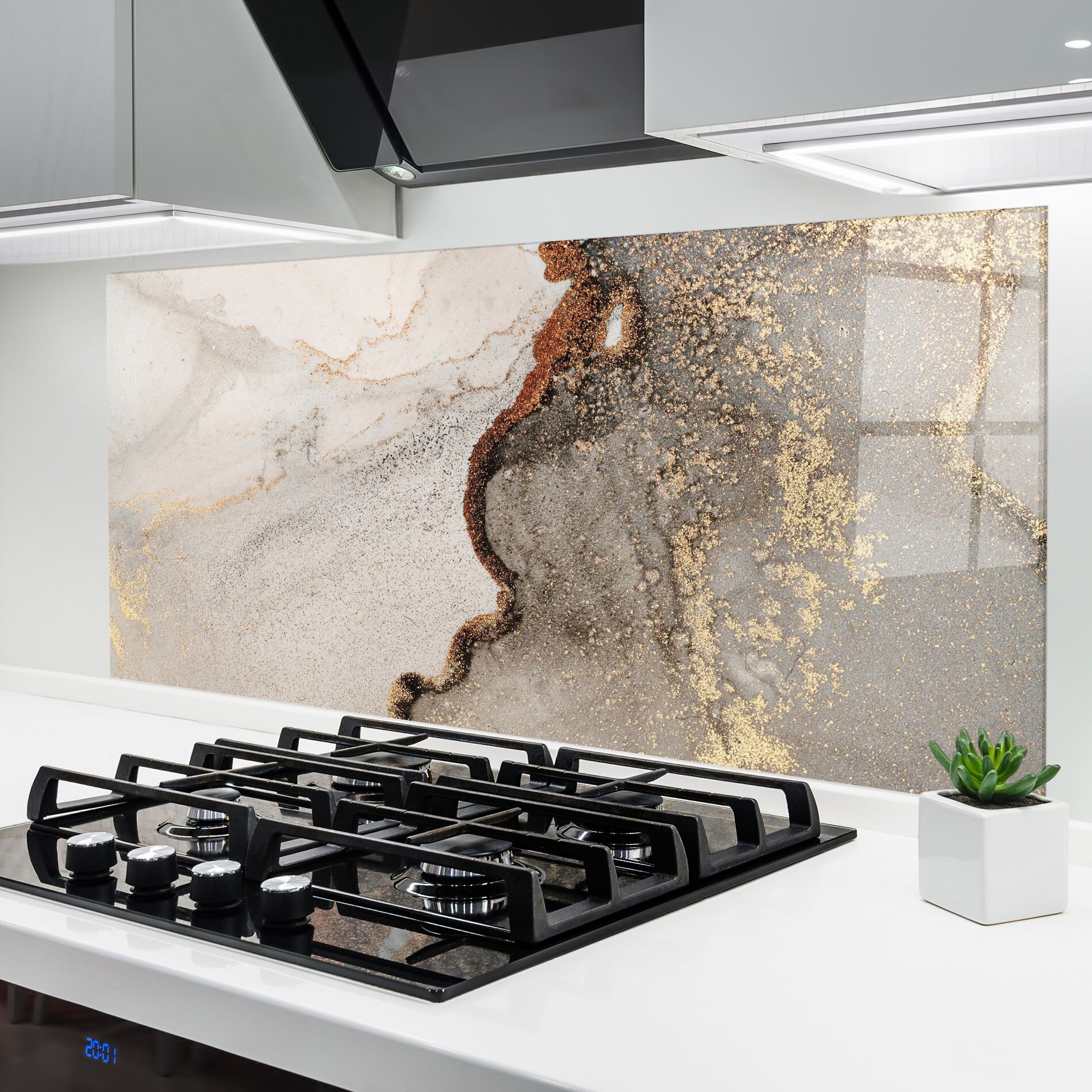 Panou Sticla Arthub 60x120 cm Grey Gold Marble