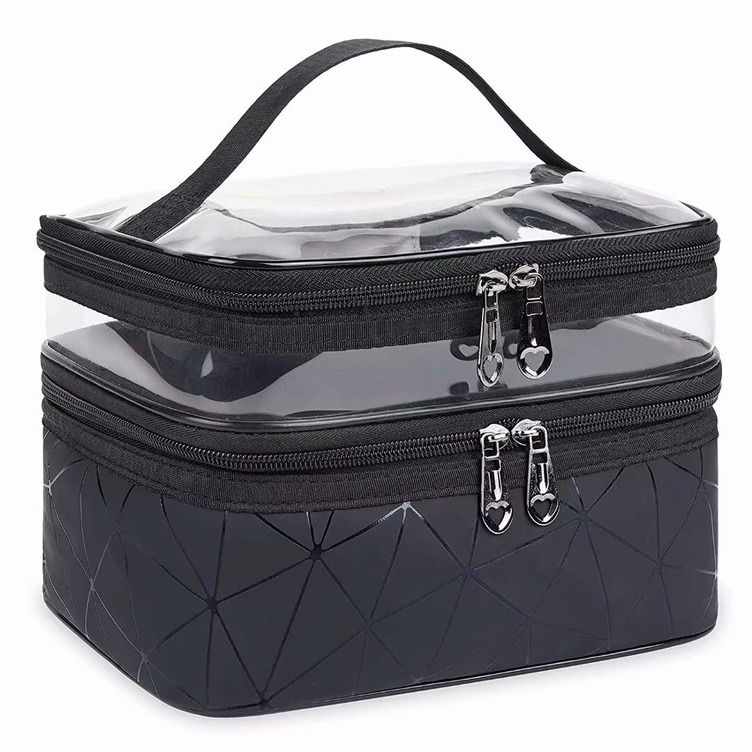Geanta cosmetica dubla PVC Negru