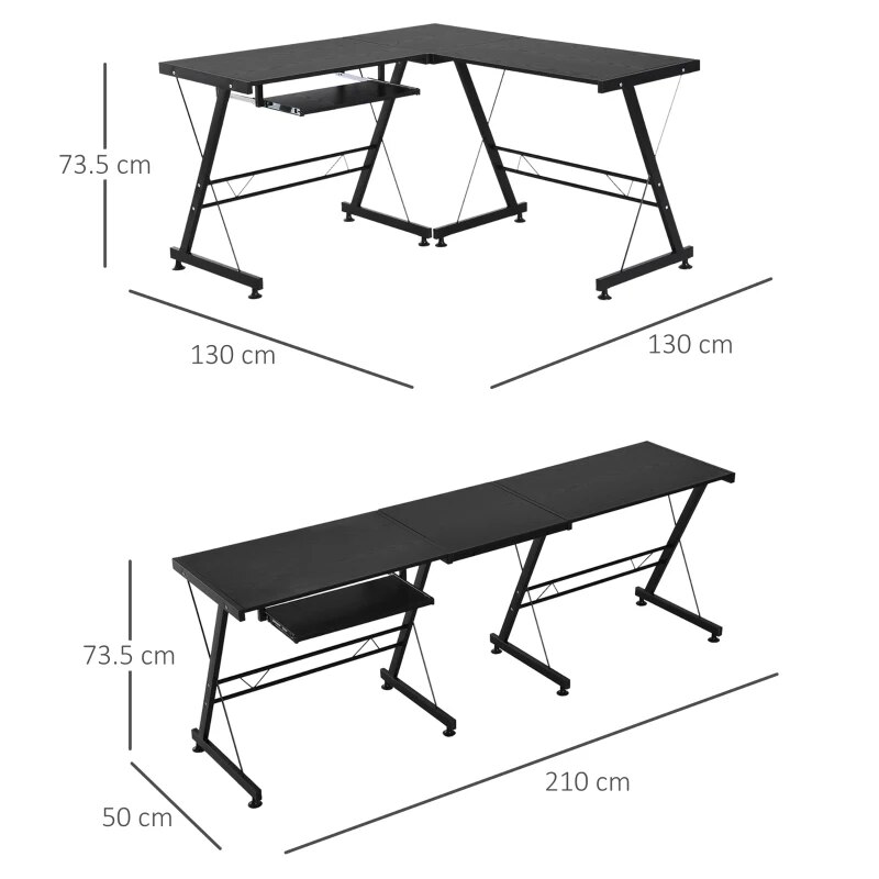 Birou de colt Homcom Extensibil