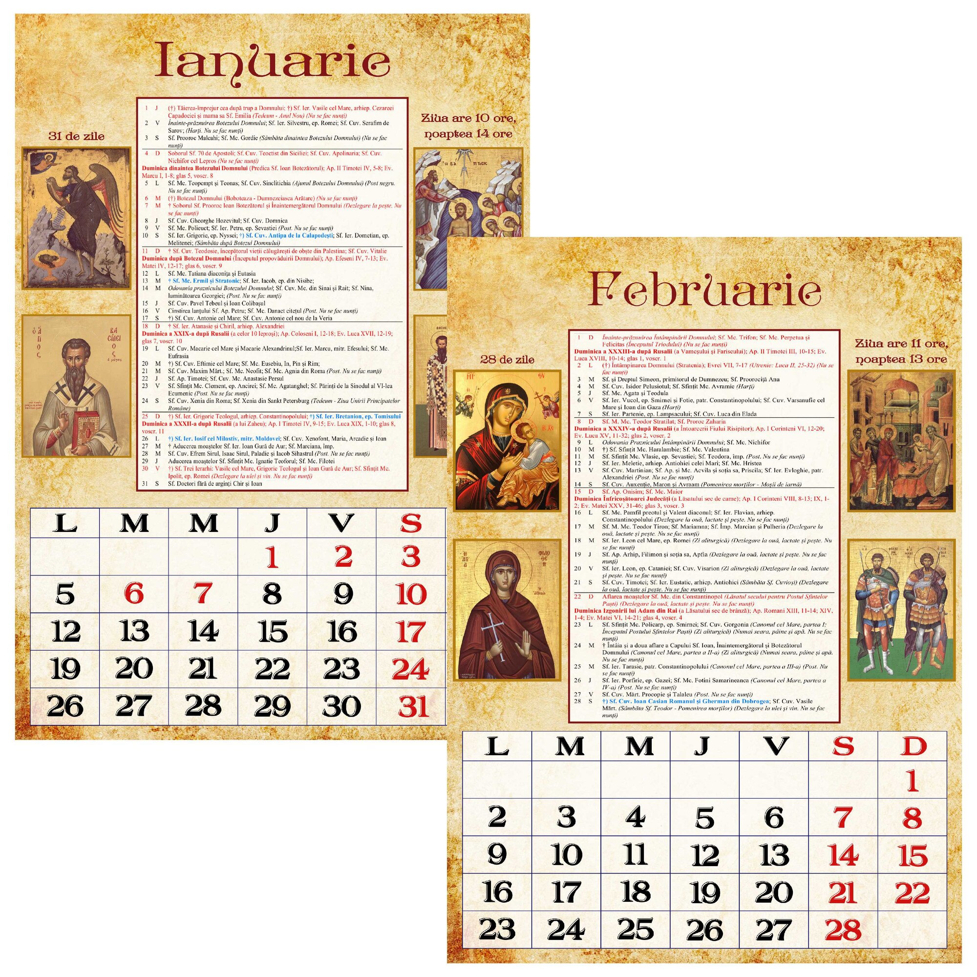 Calendar Ortodox A4 Galben OEM
