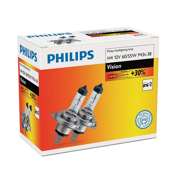 Set becuri Philips H4 Vision +30%