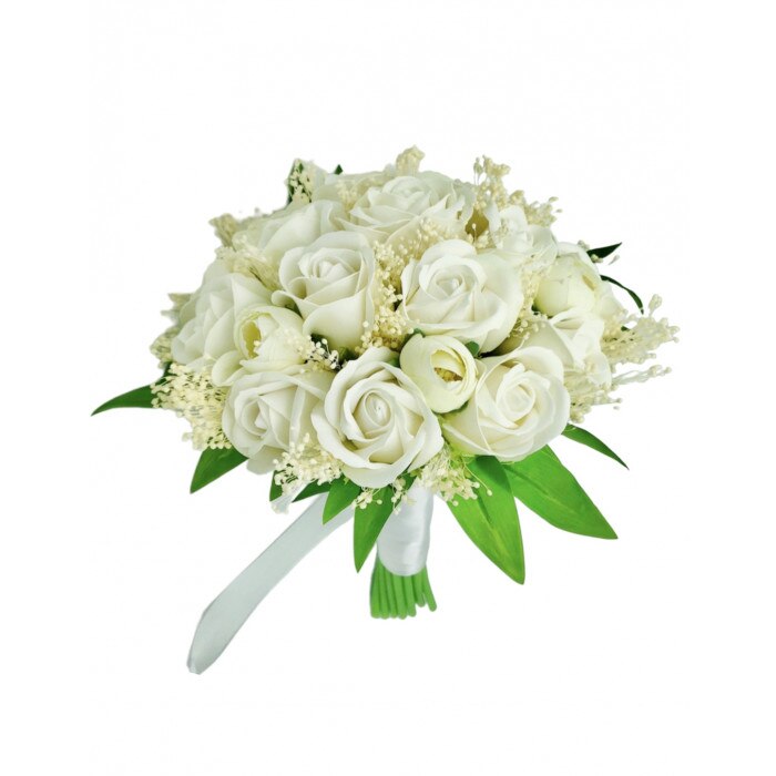 Buchet Eventissimi trandafiri, mini bujori si floarea miresei