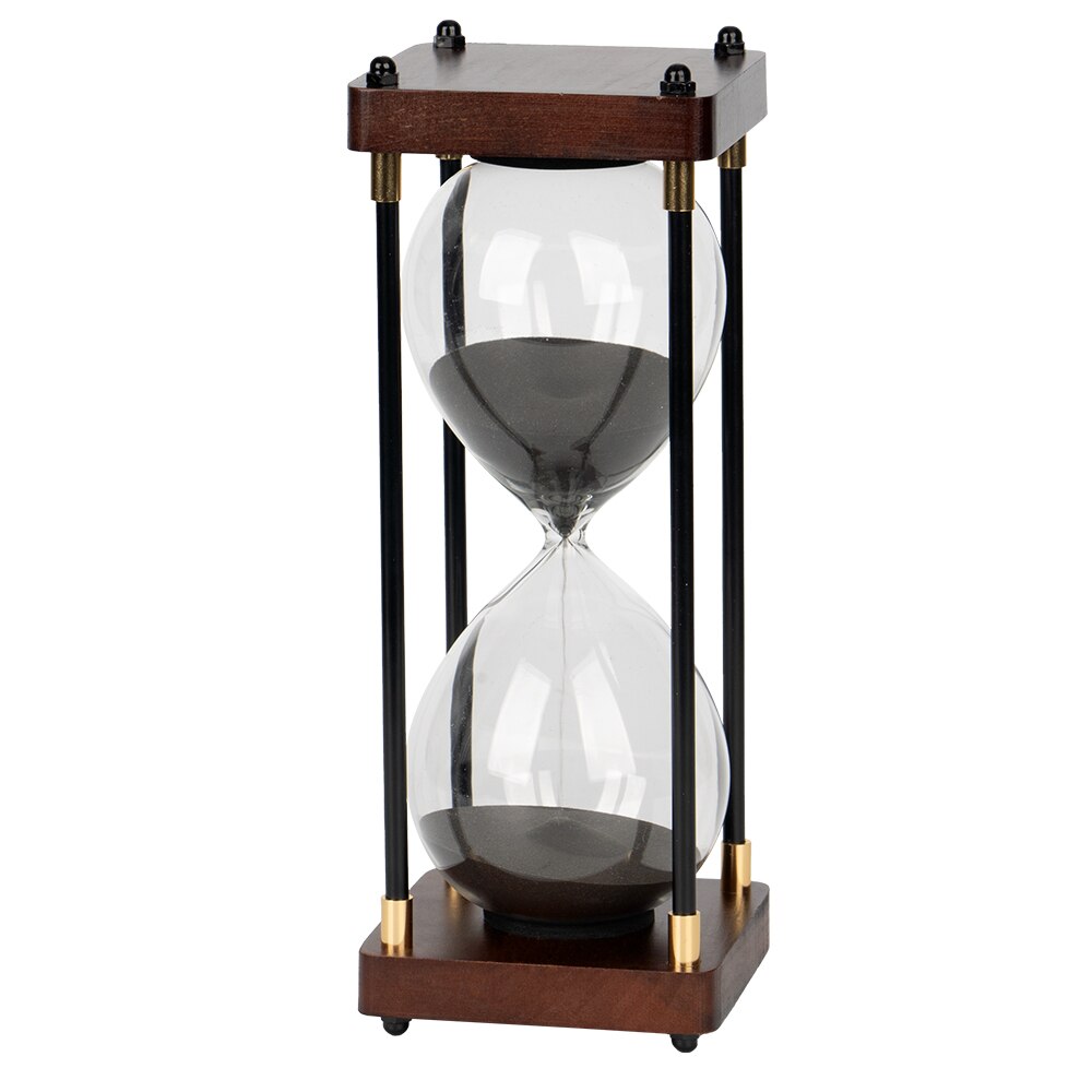 Clepsidră mare 60 minute OEM Lemn+Nisip Negru