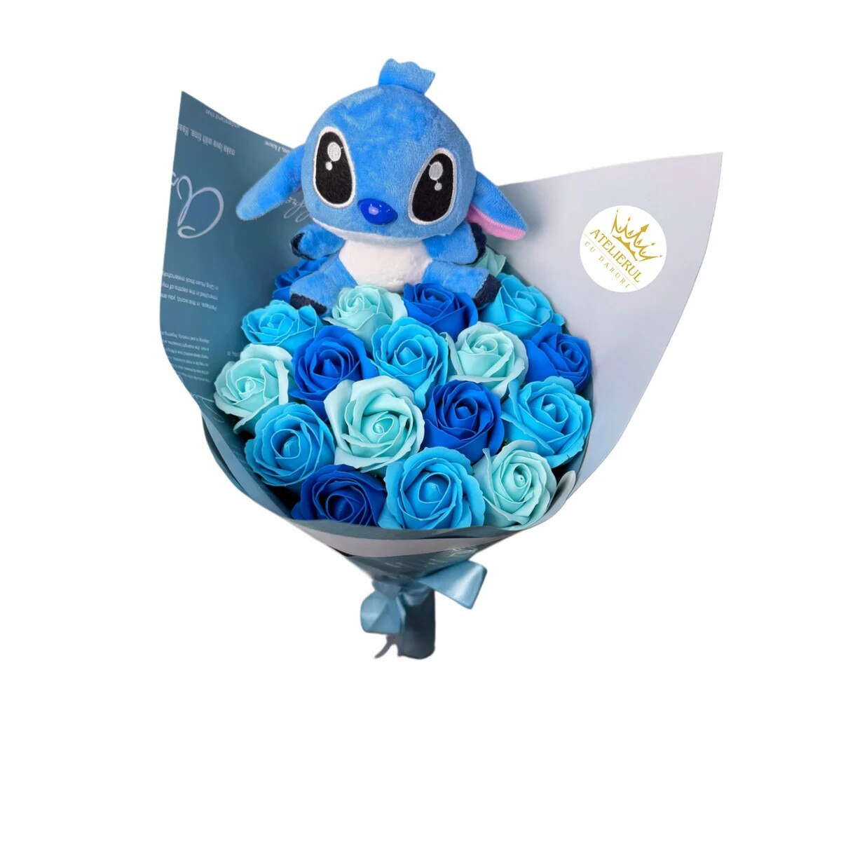 Buchet flori Stitch 19 trandafiri sapun
