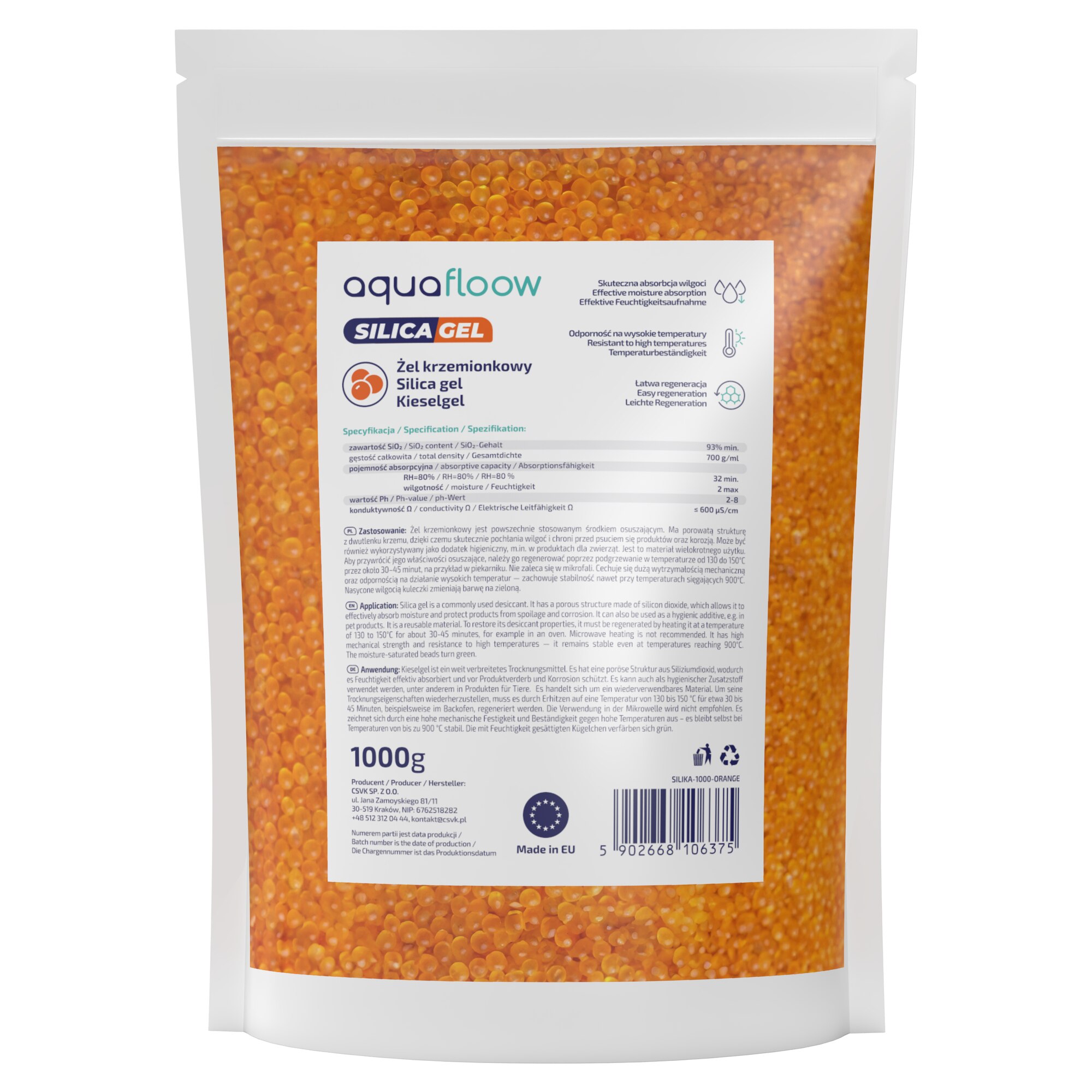Silicagel AquaFloow cu indicator 1kg