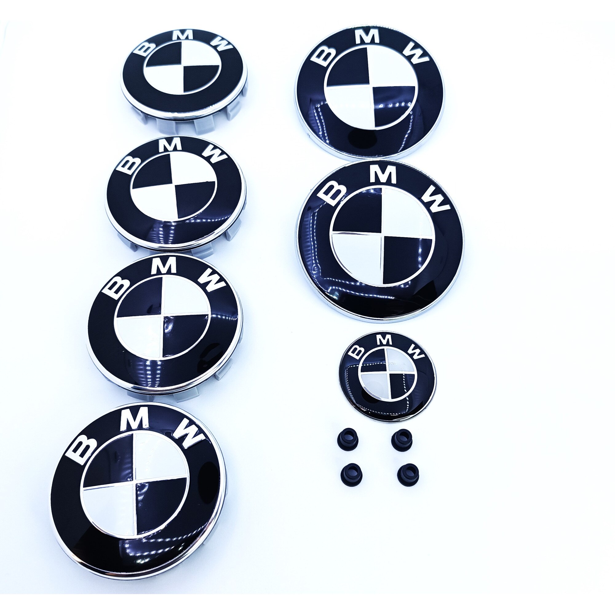 Set Embleme BMW Alb-Negru cu Bucse