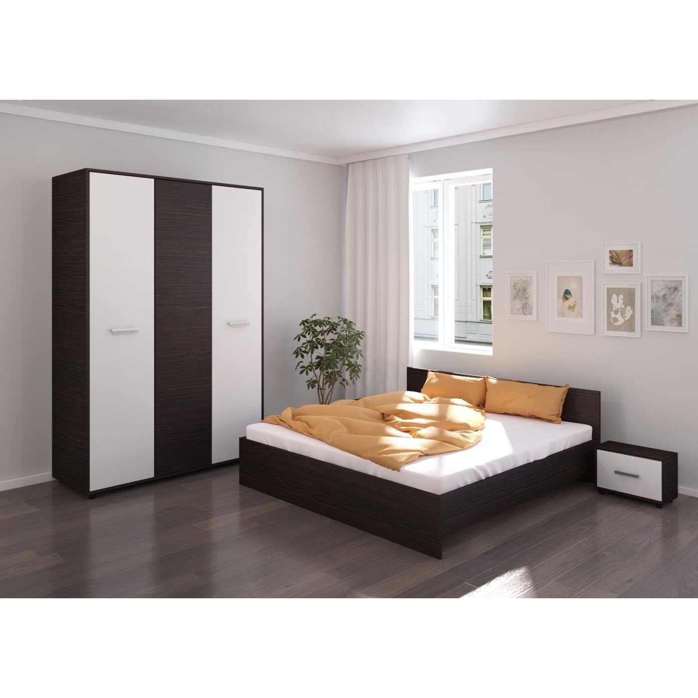 Dormitor Hera Alb/Wenge 160x200