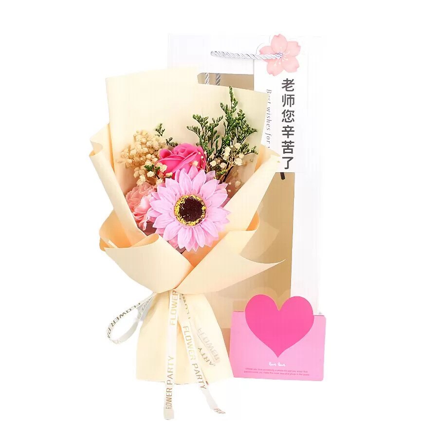 Buchet mini trandafiri sapun roz