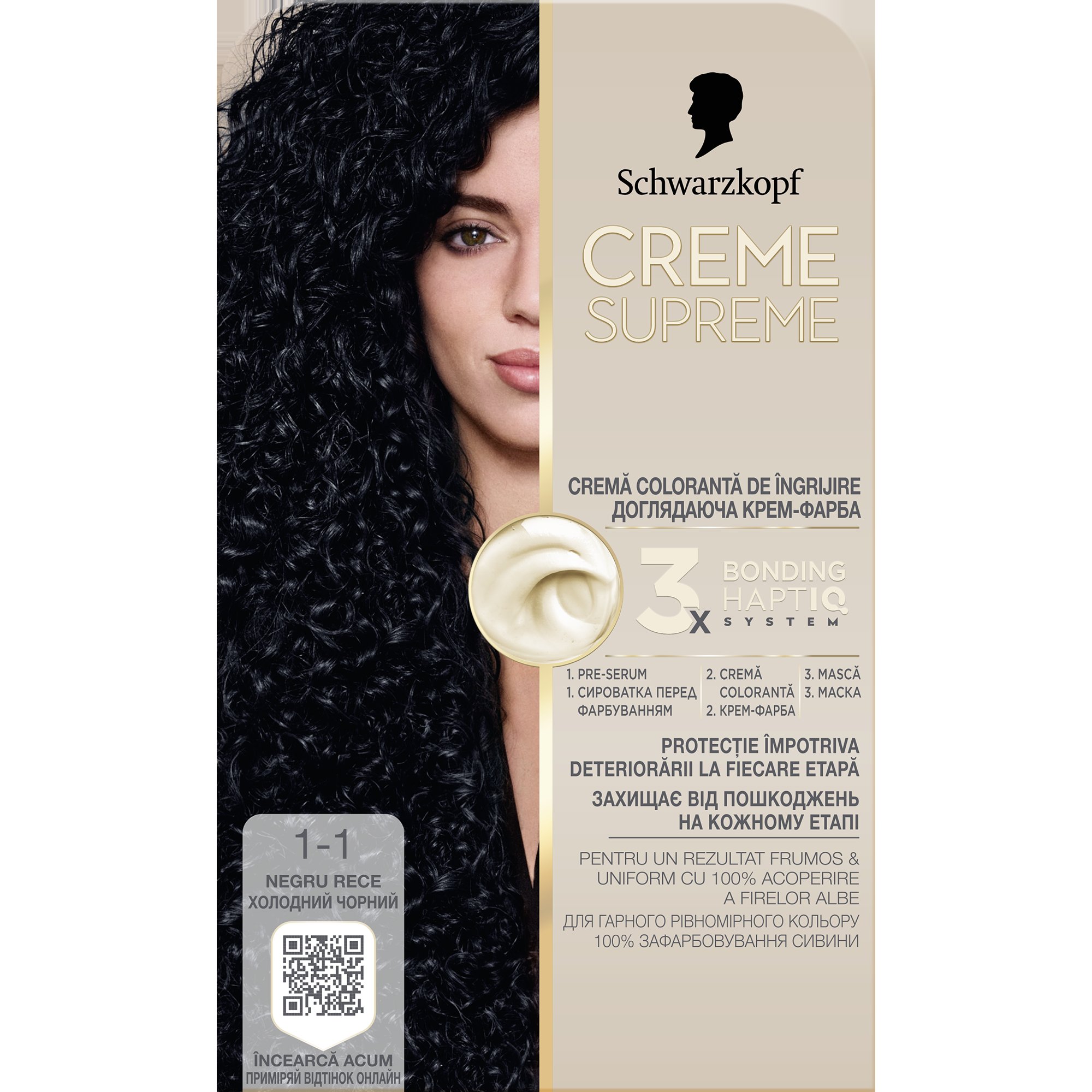 Schwarzkopf Creme Supreme 1-1 Negru Rece