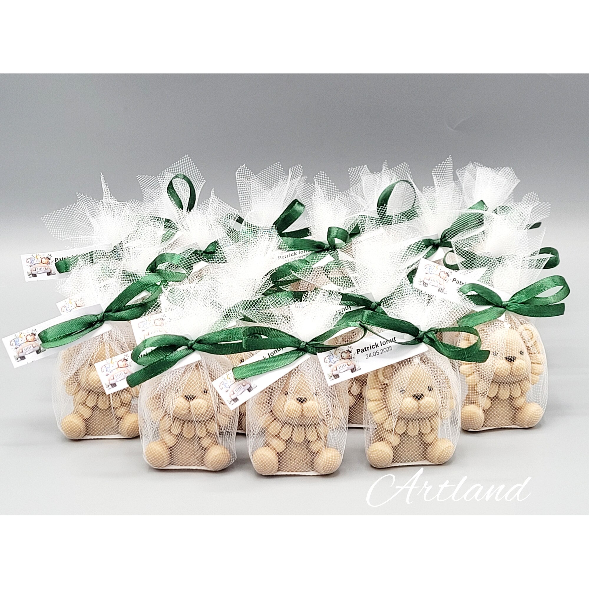 Set 10 marturii botez lumânări leuți Safari