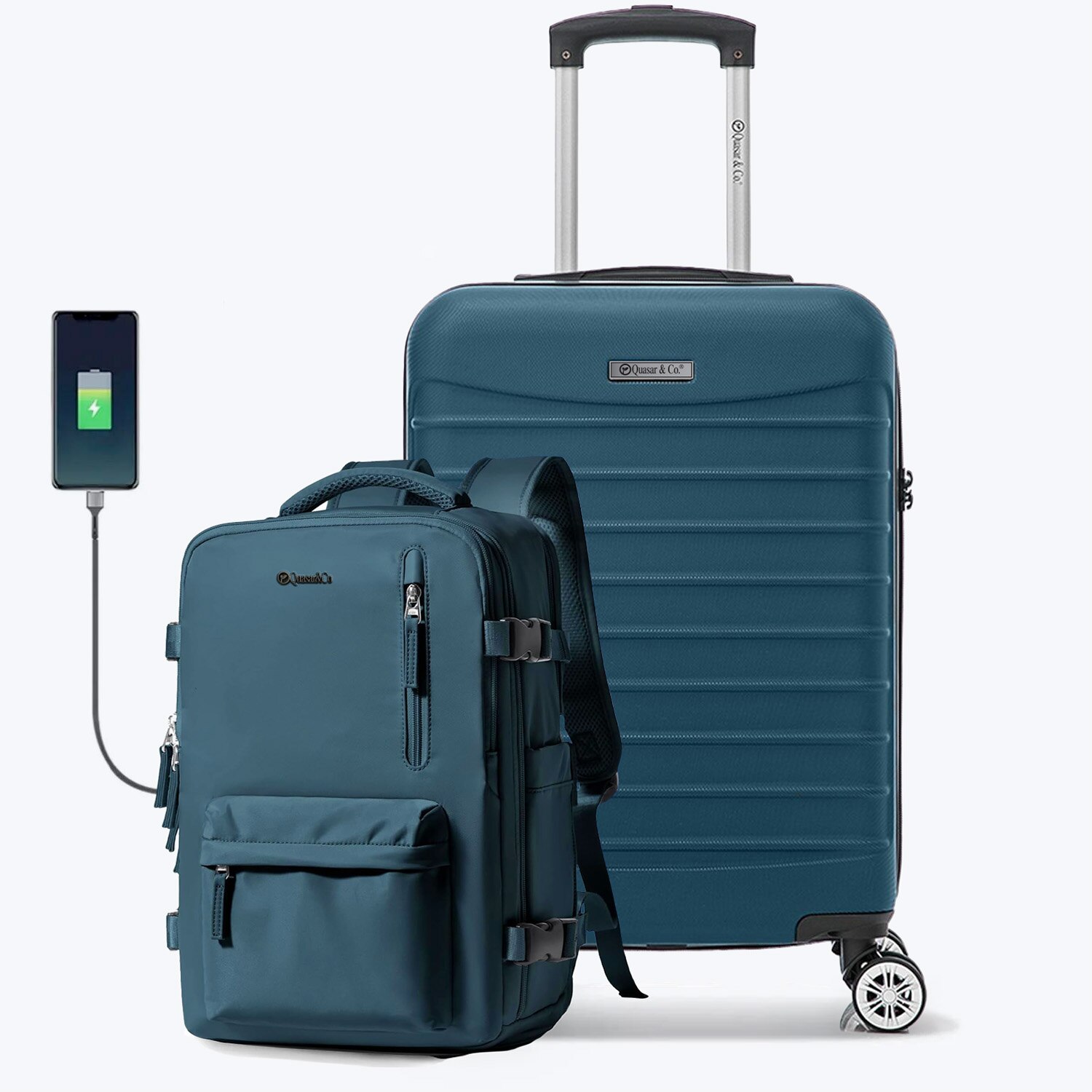 Set troler + rucsac Quasar Priority Albastru