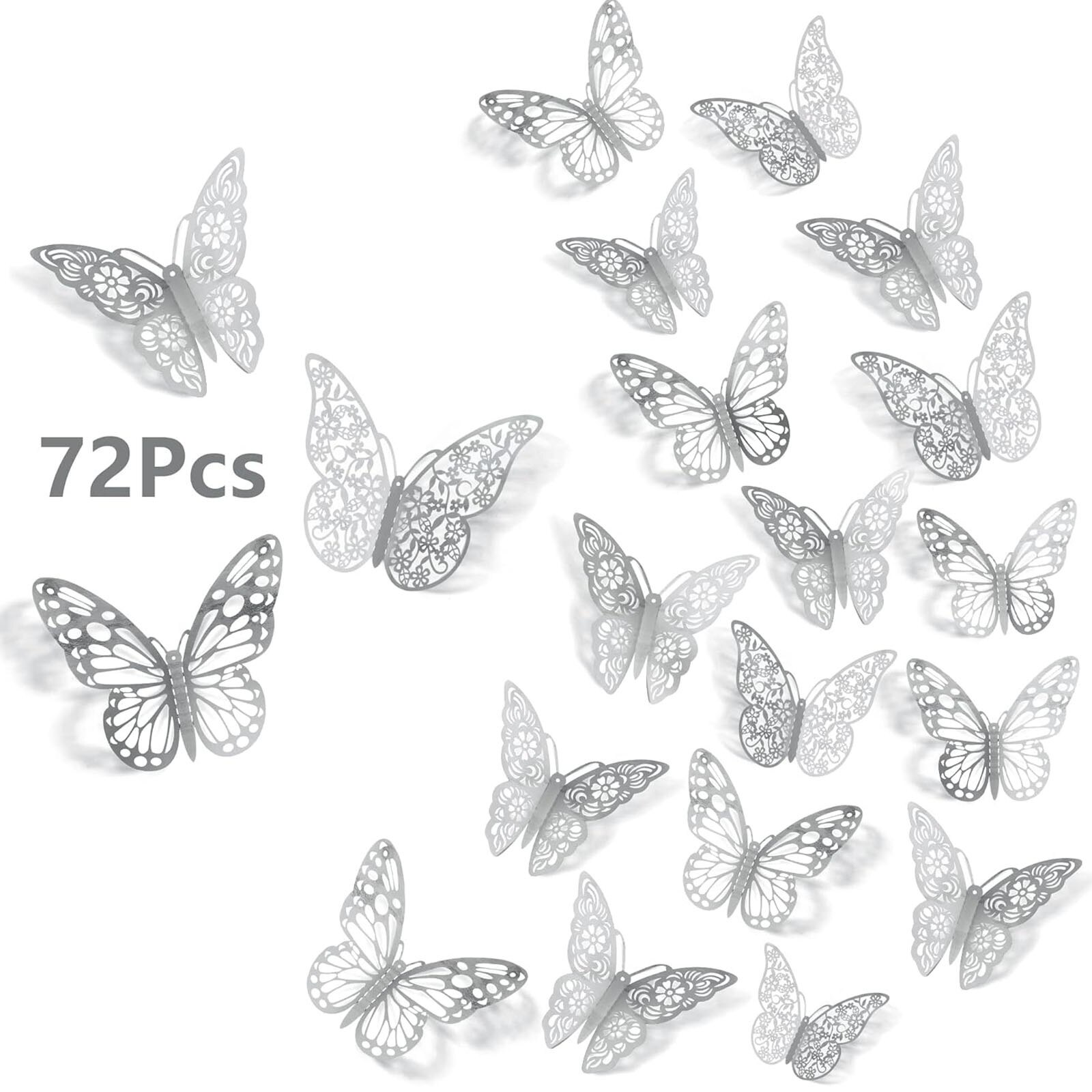 Set 72 Fluturi 3D Hggzeg Argint