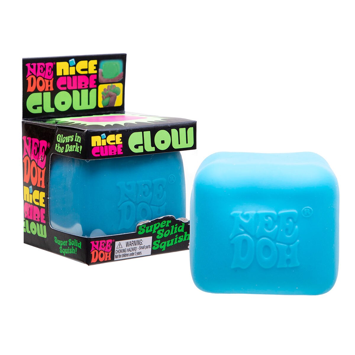 Jucarie antistres NeeDoh Nice Cube Glow Albastru