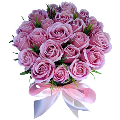 Buchet 21 trandafiri sapun roz