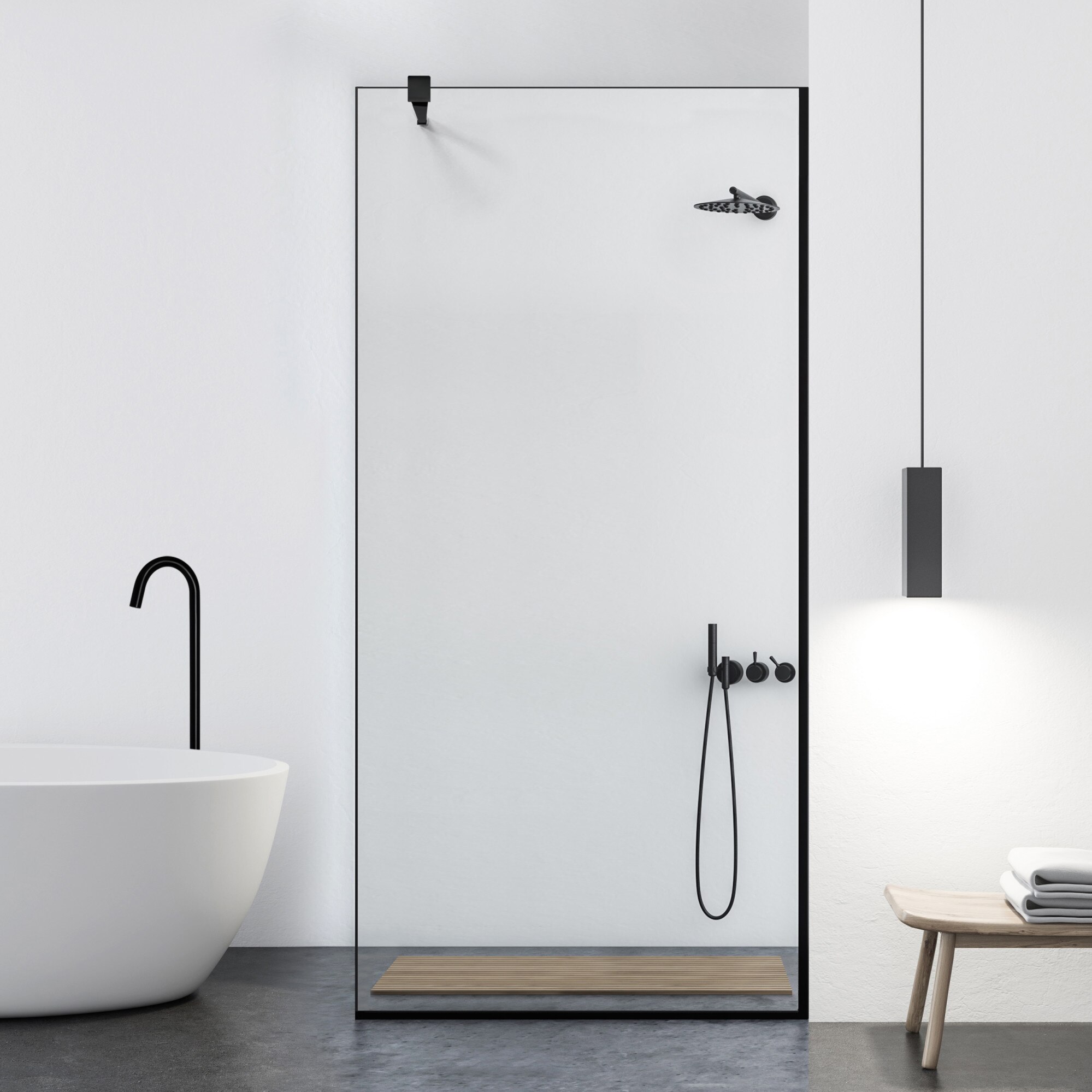 Paravan dus Aqua Class Black 60x195