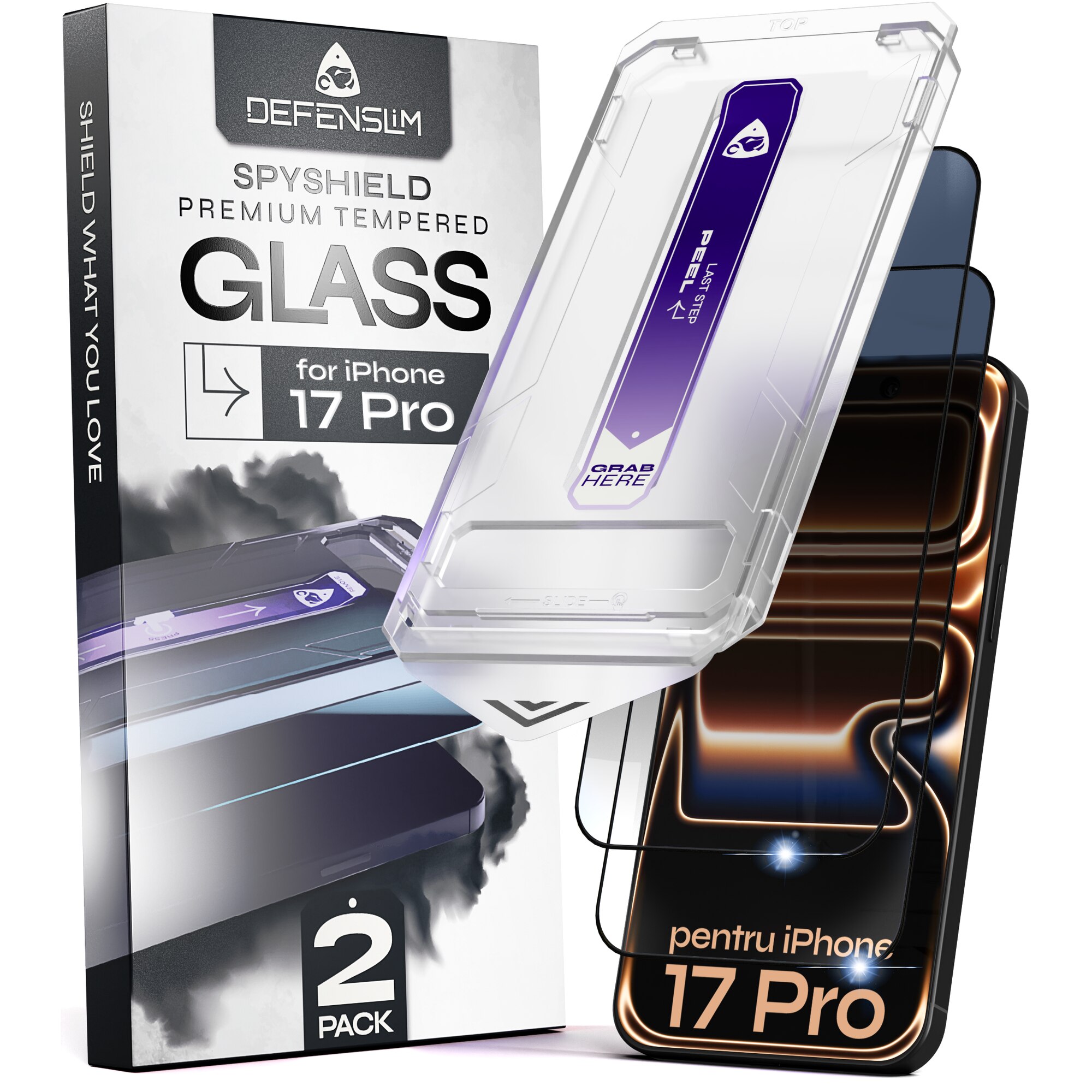 Set 2 Folii sticla DefenSlim Privacy iPhone 17 Pro