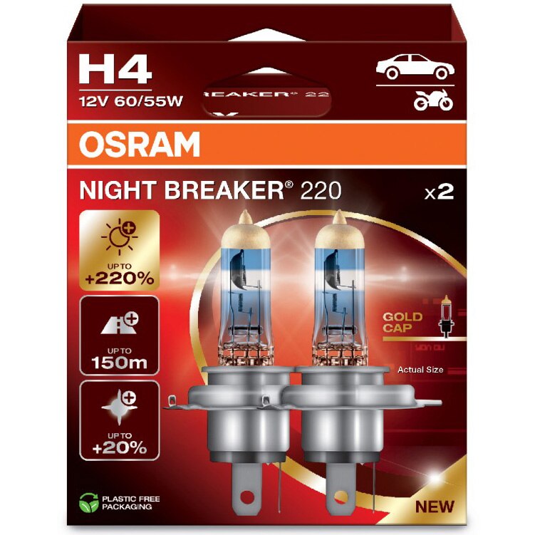 Set becuri Osram H4 Night Breaker +220%