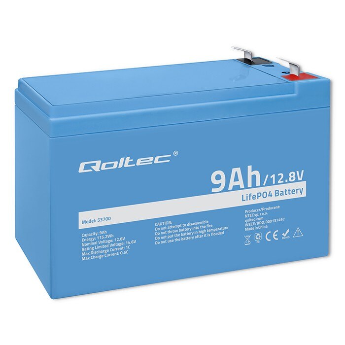 Baterie LiFePO4 Qoltec 12.8V 9Ah